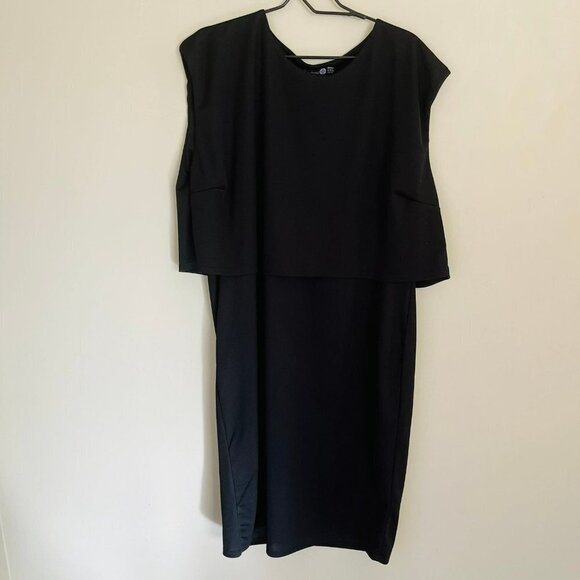 NWT Boohoo Plus Poppy Double Layer Midi Dress in Black SZ 20 - Picture 2 of 7